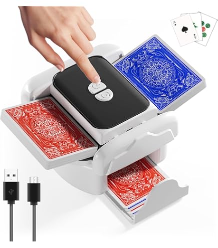 Mescolatore Automatico Di Carte Ricaricabile – Per 1-2 Mazzi, 2 Modalità, Cassetto Organizza Carte, Basso Rumore Per Poker E Giochi Da Tavolo
