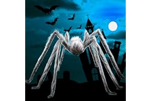 JAOUCUE Halloween Decoration Outdoor Large Spider, 150 cm Hair Inns, Garden Horror Decorations, Halloween Giant Spider for Spider Web, Table Decoration, Party, Door and Window Accessories, Outdoor Accessories