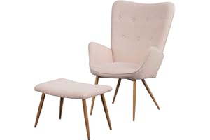 ‎ALBATROS INTERNATIONAL GMBH Albatros Ohrensessel mit Hocker Oxford Beige - Gemütlicher Bezug in Felloptik, Vintage und Stilvoll - SGS geprüfter Lesesessel oder Relaxsessel mit Hocker - optimal als Sessel Wohnzimmer Sherpa