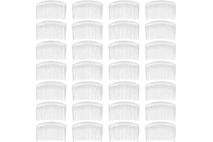 YOOSIT Lot de 28 petits peignes à cheveux latéraux en plastique blanc transparent avec longues dents - Barrettes de serrage - Nœuds pour voile de mariée - Accessoire décoratif pour chignon