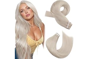 Moresoo Extensiones Adhesivas Rubias 35cm 20pcs 50g Extensiones Adhesivas Pelo Natural Invisible Adhesivas Extensiones de Pelo Humano Adhesivas Cabello Humano #60A