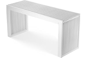 BAM BOO BOX Ławka Bambusowa - 90 X 33 X 43 cm - Drewniana Ławka Z Litego Drewna na Strefy Wejściowej, Salonu, Taras, Balkon, Do Ogrodu, lub Przedpokoju (Biały)