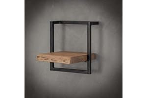 ‎FAMLIGHTS Ringo-Living Vintage Wandregal Holz mit Metall, Deko Holzregal Industrial Regal, Tv Wandregal hängend, Wanddeko Wohnzimmer, Schlafzimmer, Esszimmer, Bücherregal Wand für Bücher, Bilder, Deko