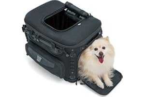 Kuryakyn 5288 Grand Pet Palace: Portable Weather Resistant Motorcycle Dog/Cat Carrier Crate for Luggage Rack or Passenger Seat with Sissy Bar Straps, Black 35 lbs Capacity