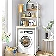 Tikwoork Front Load Washing Machine Storage Rack, Multi-Functional Over Toilet Shelf, Corner Stand Hanging Shelves With Hanging Rod Clothes Drying Rack, Bathroom Tower Shelf Space Saver(White)