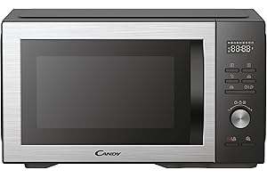 Candy Essenza CMCA29EDLB Horno Microondas Combinado, con Grill, 29L, 1000-2100W, Convección, 5 Niveles de Potencia, Digital, Automenús, Bloqueo Seguridad, Inicio Diferido, Descongelación, Negro e Inox