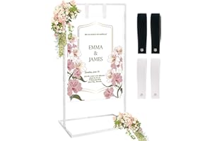 Nwvuop Adjustable Wedding Sign Stand Holder, Metal Easel Stand for Wedding Welcome Sign(White)