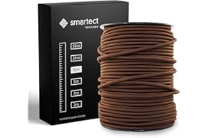 smartect Cavo Elettrico Tessile Marrone, 10 Metri Filo Elettrico Vintage, Tripolare (3 x 0.75mm²) Cavo Elettrico Rivestito in Tessuto per Fai da Te