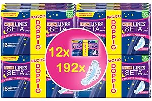 LINES SETA ULTRA NOTTE, 12 Confezioni da 16 assorbenti (192 assorbenti)