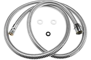 SING F LTD Pull Out Flexible Spray Hose, Stainless Steel, Kitchen Bathroom Tap Hose Replacement, 1.5m, Silver, 14mm, 14mm OD, 2.5mm WT, 0.51 lbs, 1 Pack