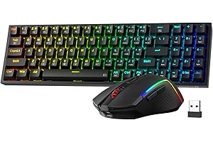 Redragon BS136 Gaming Keyboard & Mouse Combo, 75% K628 Tri-Mode Wireless RGB Mechanical Keyboard and 8000 DPI Mouse Bundle