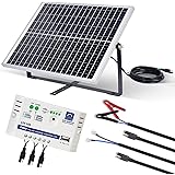 ECO-WORTHY Kit Pannello Solare 25W 12V Monocristallini: IP65 25W Pannello Solare + Cavo di Collegamento SAE + Regolatore di C