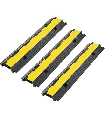 Copertura Cavi A Pavimento 2M - 3 Canali, PVC Giallo Antiscivolo Per Interni Ed Esterni