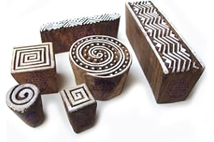 ROYAL KRAFT Designer Spiral and Geometric Pattern Wood Stamps for Printing (Set of 6)
