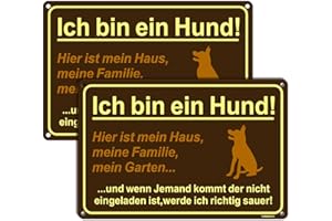 ‎SINMAO SINMAO 2 Stück Hundeschilder Warnung Format A4, Ich Bin Ein Hund, Hier ist Mein Haus,Meine Familie,mein Garten und Wenn Jemand Kommt der Nicht Eingeladen ist,Werde Ich Richtig Sauer