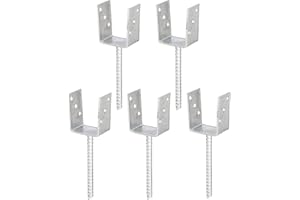 GAH-Alberts 215057 214265 - Soporte para postes en U (acero estriado, galvanizado en caliente, ancho interior de 91 mm, longitud de anclaje de hormigón de 200 mm, 5 unidades)