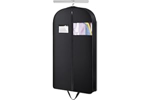 JJHXM 1 Pièces 152x 60x10cm housse vetements à suspendre pour anti Poussière,housses de vêtements Noir,avec zip,une fenêtre transparente,pour rangement costume, chemises