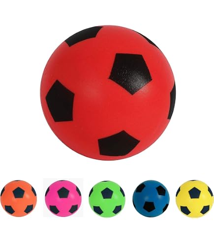 Ballon foot en mousse 20 cm (livré à l'unité coloris aléatoire) - pour interieur ou exterieur - taille 5 - football - jeu balle soft