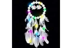 YINGBIAO Unicorn Dream Catcher with LED Light, Dream Catcher for Girls, Handmade Feather Hanging Dreamcatcher Dream Catchers for Bedroom kids Nursery Wall Decoration Ornaments Craft Gift