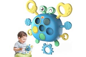 DFGEE Baby Sensory Toys 18 Months Crab Food Grade Silicone Pull String Teething Toys for Toddler Montessori toys for 1 2 3 year old Early Educational Fine Motor skills Birthday Gift for Boys Girls