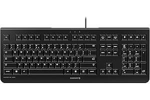 CHERRY KC 1000, układ międzynarodowy, klawiatura QWERTY, klawiatura przewodowa, Blue Angel, aprobata GS, płaska konstrukcja, ciche naciśnięcia klawiszy, czarny