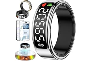 GWENLAND 2025 Bague Connectée Homme Femme, Smart Ring avec Écran LED, Trackers d'Activité avec Android/iOS, Anneau Intelligent Health Fitness IP68 avec Sommeil/SpO2/HRV/Stress/Fréquence Cardiaque (Argenté, 11)