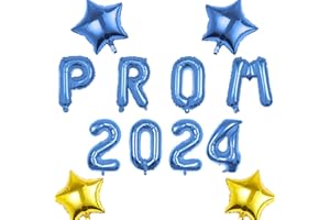 Pargleev Prom 2024 Balloons with Star Hanging Foil Balloons Letter for High School College Grad Graduation Retirement Party Decorations Blue