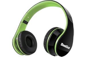BestGot Cuffie per Bambini per Bambini Ragazzi Adulti con Volume Microfono in Linea per Scuola, Tablet, Smartphone, Cuffie PS4 con Connettore da 3,5 mm Cavo Rimovibile (nero/verde)