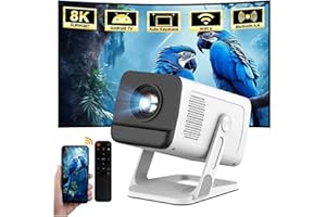 KAVENDI Proyector Portatil 4K-8K 1080P Nativo, Proyector para movil Android 14 WiFi 6 y Bluetooth 5.4, Corrección Trapezoidal Hardware, Proyección 40–120’’, Cine en Casa y Gaming [Apps Integradas]