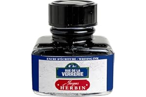 Jacques Herbin 13817T - Flacon d'encre à écrire pour stylo-plumes et stylos roller - 30 ml - bleu - Rue de la Verrerie
