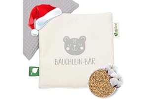 ‎HERBALIND Herbalind Duftendes Bio Wärmekissen für Baby & Kinder - Bäuchlein Bär - Körnerkissen Kräuterkissen mit Kräutermischung, 100% Baumwolle, 19x19 cm als Geschenke Geburt