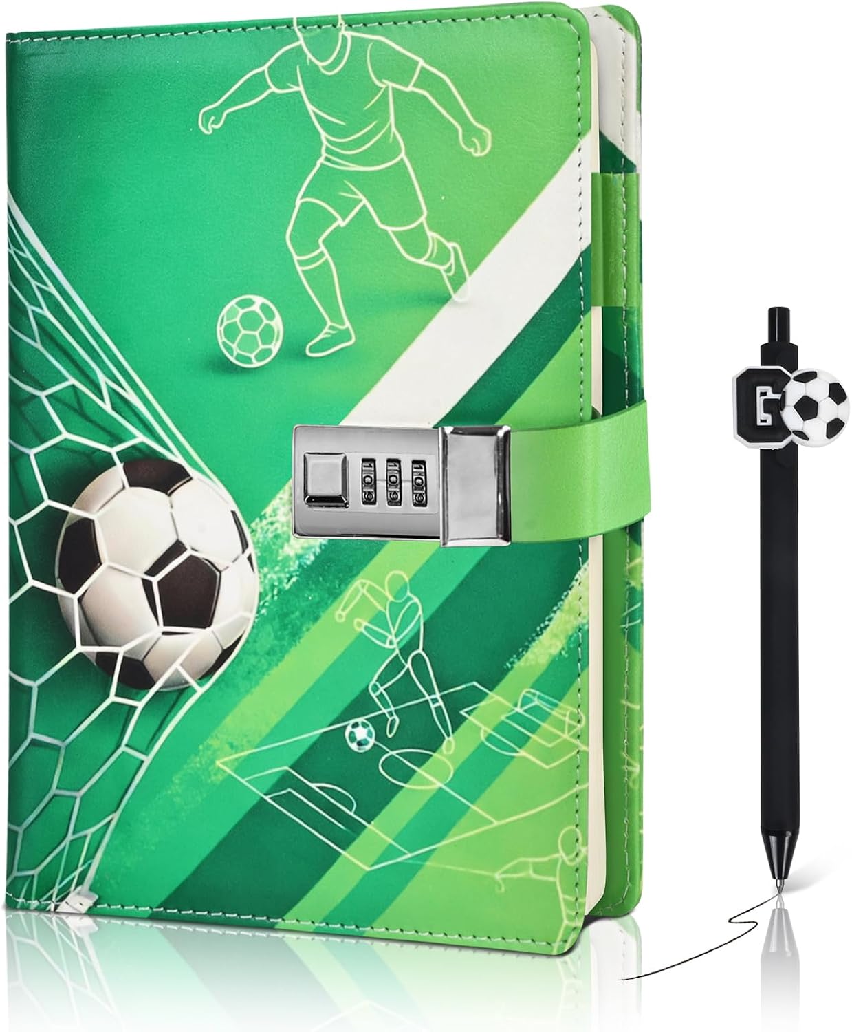 Velvdovyre Diario Secreto niños con Contraseña Tema de Fútbol Diario con Candado Regalos Geniales para niños 6 7 8 9 10 11 12 13 14 15 16 años