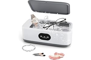 MOLCZOV Limpiador ultrasónico de joyas, máquina de 49KHz 640ML, limpiador ultrasónico profesional de joyas para limpieza de retenedores dentales, gafas, dentaduras, anillos, plata, oro, afeitadoras