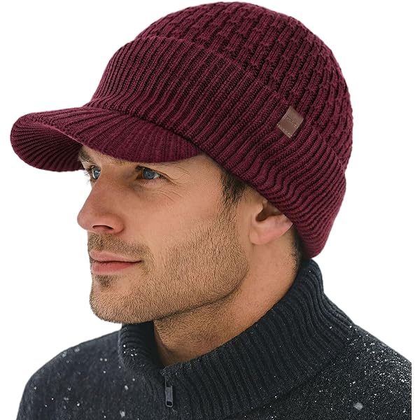 NLAND Elegante gebreide wintermuts voor dames, met fleecevoering, zachte warme baret met vizier, Zwart, Eén maat NLAND Elegante gebreide wintermuts voor dames, met fleecevoering, zachte warme baret met vizier, Zwart, Eén maat