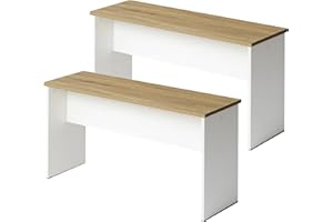 LafeuR Set di 2 panchine per tavolo da pranzo, panchine da cucina, panca da tavolo da pranzo, 90 x 30 x 45 cm, panca in legno, camera da letto o cucina, rovere + bianco