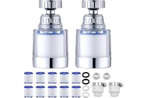 KHDULQ Vattenfilter vattenkran 2 stycken 360° vattenkran filter med 10 utbytbara filter och universaladapter vattenkran avkal