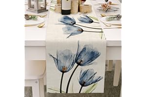 Avoik Mode Runner da Tavola Estivo, Primaverile Decorazioni Per Tovaglia Per Tavolo da Pranzo per Cucina, Tavolo da Pranzo, Decorazione per Interni ed Esterni, Vacanze, Soggiorno 33 x 180 cm (Blu)