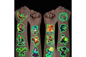 HXLEUCRY Tatuaż dla dzieci, zestaw tymczasowych tatuaży dla dziewcząt, chłopców, tatuaży dziecięcych, wodoodporne, na urodziny dziecka, upominek, festiwal, imprezę, dekoracja (Superhero)