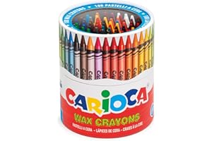 Carioca Woskowe kredki, kredki woskowe dla dzieci, zmywalne, miękkie i śliskie ślady, różne kolory, łatwe do przycięcia, 100 sztuk