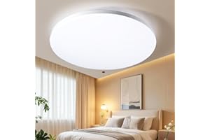 SUPERWSLING Plafonnier LED 32W 1400LM Luminaire Plafonnier Moderne, 6000K Lumière Blanche Naturelle, Économie d'Énergie, IP44 Étanche, Convient pour Salle de Bain, Cuisine, Salon, Bureau, 30CM