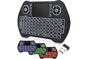 GREVA Mini Teclado Táctil Retroiluminado, Mini Teclado Inalámbrico con Panel Táctil para Android TV Box,Smart TV, PC, Laptop, HTPC, PS3, Windows Linux