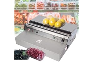 Anatole Machine Emballage de Film Alimentaire Frais Professionnel Acier Inoxydable 450mm Scellant Coupe de Film Électrique avec Plaque Chauffante Intégrée pour Légumes Fruits Viande Supermarché Hôtel