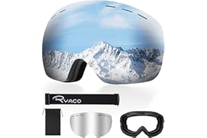 Ryaco Gafas de Esquí, Gafas de Ventisca para Ski y Snowboard, OTG Anti Niebla 100% Protección UV Gafas de Nieve Esféricas, Compatible con Casco Anteojos, Hombre Mujer Adultos Juventud Jóvenes
