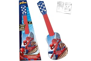 Lexibook Marvel Spider-Man Peter Parker My first Guitar, 6 nylon strings, 53 cm, learning guide included, blue/red, K200SP