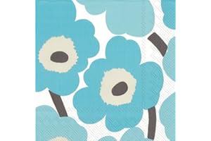 Boston International L552642 IHR Marimekko serwetki papierowe z kwiatami, Unikko turkusowy