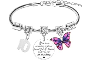 Hgreiwgk Birthday Gifts for Women Sweet 6-20th 21st Birthday Bracelet 30th-70th Birthday Bracelet 6-70 Year Old Birthday Present Inspirational Butterfly Charm Bracelet Gifts