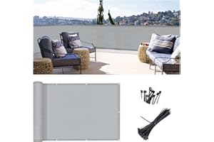 SUNLAX 3'x10' Light Grey Balcony Privacy Screen Fence Windscreen Cover Fabric Shade Netting Mesh Cloth with Grommets UV Protection for Patio, Backyard, Porch, Railing Shield 90%