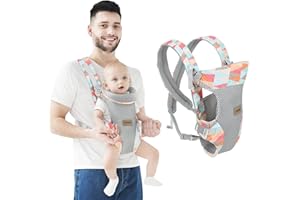IULONEE Porte Bebe Poches Léger et Respirant Ergonomique 4 en 1 Porte-Bébé Écharpe de Portage Sac à dos léger pour Bébés Nouveau-né à Tout-petit 3-36 Mois(Coloré)