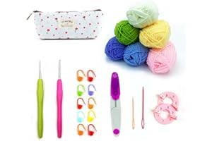 Renyiz Crochet Kits for Beginners Adults Crochet Kit Crochet Starter Kit with Crochet Accessories and 6 x 25g Acrylic Yarn for Crochet,Crochet Set Storage Bag
