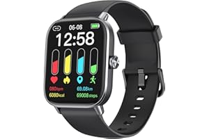 Amzhero Smartwatch für Damen,1,8''Fitnessuhr mit 100 Sportmodi,Bluetooth Telefonfunktion,Benachrichtigung,SpO2,Herzfrequenzmonitor,Schlafmonitor,Lange Akkulaufzeit,Wasserdicht,für iOS Android,Schwarz